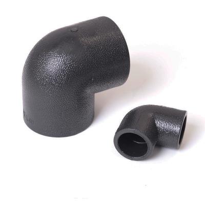 China Professional HDPE Pipe Fittings Black PE Non-Toxic Corrosion Resistant Workmanship 90 Degree Elbow For Water Supply for sale