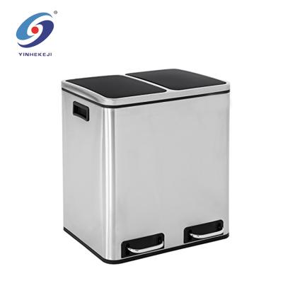 China Sustainable Rubber Ring Bottom Pedal Trash Can Recycle Trash Can Metal for sale