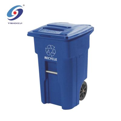 China Durable Solid Rubber Wheel Outdoor Double Wheel Amusement Park Trash Can for sale