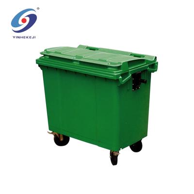 China Viable Customization Logo Trash Can Outdoor Plastic 660 Liter Waste Bin for sale