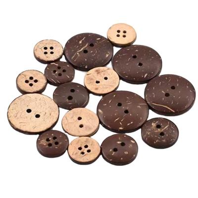 China Sustainable Supply Round Plant Natural Coconut Shell Buttons With Four Holes Two Holes For Clothing for sale