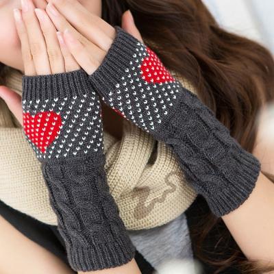 China Warm Gloves and Mittens Knitting Half Finger and Peach Heart Christmas Love Typing Women's Korean Open GlovesAcrylic Gloves and Mittens for sale