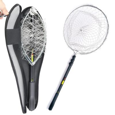 China Monofilament 2.4M Stainless Steel Aluminum Telescoping Bent Landing Fishing Net for sale