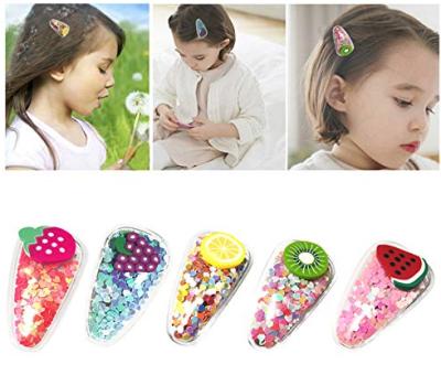 China New Korea Crystal Hairpin Fruit hair clip accessories hair colorful quicksand Eco Fridendly ZF337 transparent BB girl PVC children and baby for sale