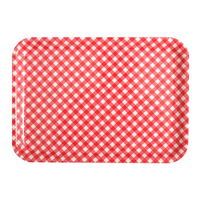 China Custom Wholesale Custom Printed Plastic Stocked Rectangular Pattern Cake Breakfast Tray for sale