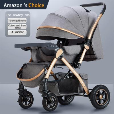 China High Landscape Carry Baby Multifunctional 3 in 1 Four Wheel Trolley Pram, Eco Shock Absorbing Four Wheel Leather Trolley Pram Bassine for sale