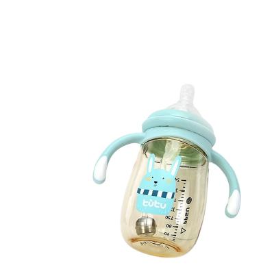 China BPA Free Double Handle Baby Bottle , PPSU Materia Wide Neck Baby Bottle for sale