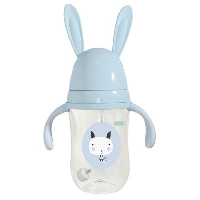 China Polyester Feeding Bottles PP Silicone Milk Feeding Infant Drinking Water Bottle With Handle Kids Cup for sale