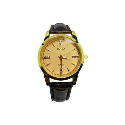 China Custom Day/Date Logo New Gold Quartz Wrist Watches For Men for sale