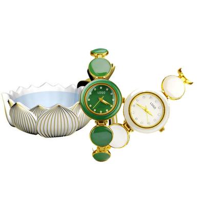 China Simple and generous female watch Hetian jade style shock-resistant jade strap female watch fashion for sale