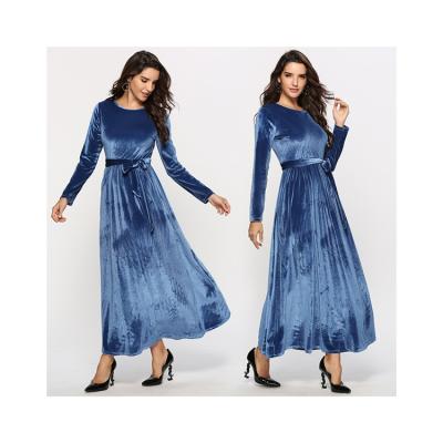 China Factory Wholesale Cheap Wholesale Anti-static Plus Size Velvet Evening Dress Solid Color Velvet Long Sleeve Skirt for sale