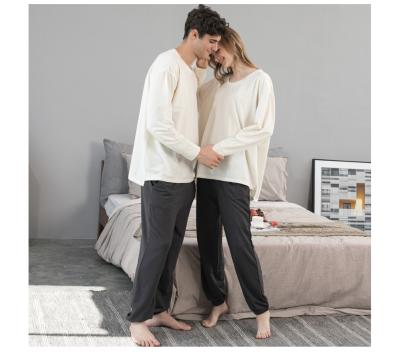 China Breathable Mens 2 Two Pieces Pajamas Sets Cotton T-Shirt And Pants Solid Sleepwear Set for sale