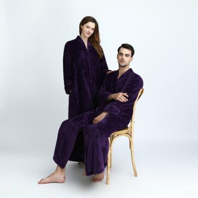 China Luxury QUICK DRY bathrobe with zipper pajamas ladies nightgowns girl adult home man couples spa bathrobe women sleepwear for sale