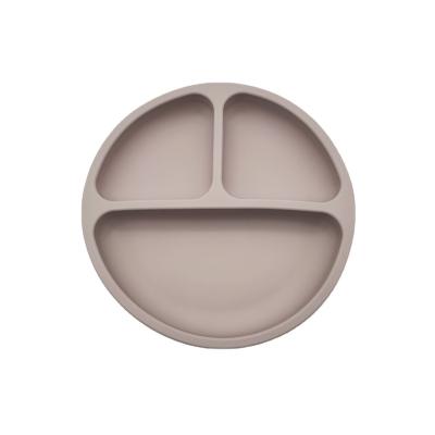 China Sustainable Custom Anti Slip Baby Dish Bpa Free Round Silicone Baby Divided Dish for sale