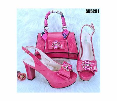 China New high quality african high heel shoes and matching bags Italian shoes with purse for wedding/party women shoes for sale