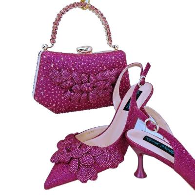 China Nueva moda zapatos y bolsos italianos de tacón alto africanos para mujeres bolsos para bodas / fiestas zapatos negros para dama en venta