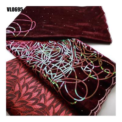 China Wholesale price nigerian lace fabric comfortable wine  velvet lace African Lace Fabric French wedding dress embroidery fabric for sale