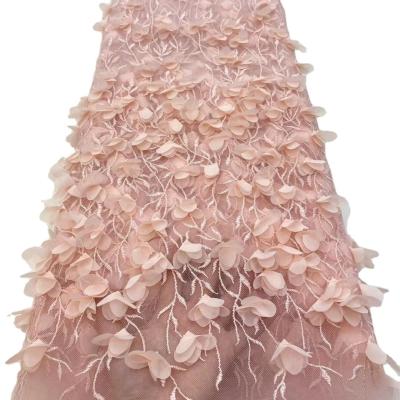 China Wholesale fashion fabric 3D flowers lace French Bridal Wedding Dress  Austria flowers french tulle lace women clothing for sale