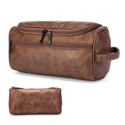 China Korean PU ladies leisure fashion practical double leather business wash portable bag rose gold cosmetic bag for sale