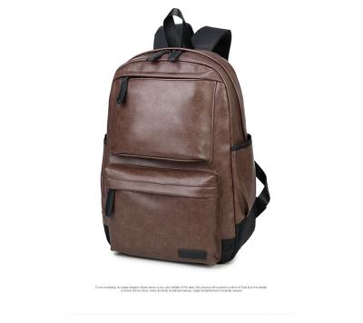 China New Waterproof Casual Men's Backpack Travel Backpack Soft PU Leather College Student School Bag Computer Bag for sale