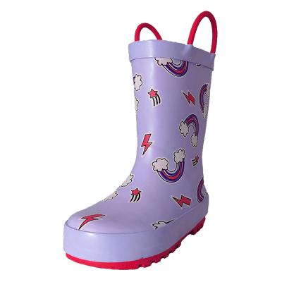 China Recyclable Rainbow Printed Waterproof Kids Rubber Boots Children Safety Rubber Rain Boots Shoes Wholesale for sale