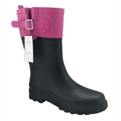 China Wholesale Color Rubber Fashion Hot Pink Rubber Rain Boots For Sexy Ladies for sale