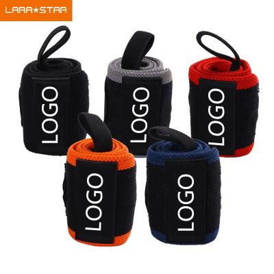 China Custom Logo Elasticity Adjustable High Density Elastic High Density Strength Gym Powerlifting Strap Gym Wrist Wraps for sale