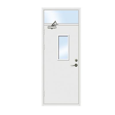 China Steel Swing Entrance Metal Emergency Exit Door With Glass Design for sale