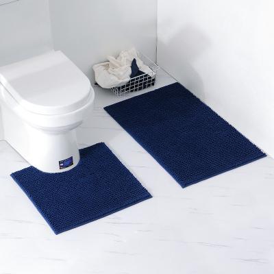 China 2pcs Wholesale Sustainable Water Absorbent Washable Chenille Mat For Bathroom for sale