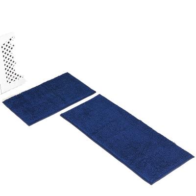 China Sustainable Modern Design 2 Piece Set Chenille Rug Bathroom Cover Set Washable Water Absorption Foot Mat For Floor for sale