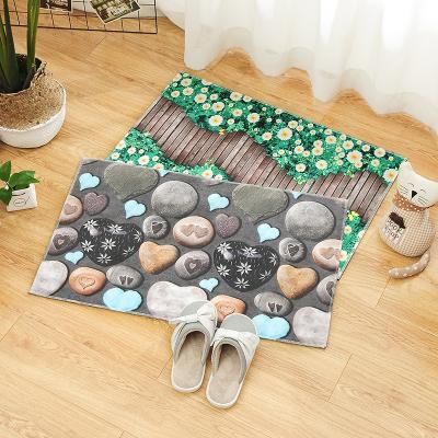 China Washable Modern Rectangle 3d Crystal Velvet Mat With Non-Slip PVC Dots Back for sale