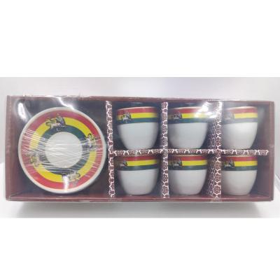 China Eco-friendly Traditional Eritrean / Art Fine Porcelain Coffee Rekebot Ceramic Cup And Saucer Sets Ethiopian Hebasha Design for sale