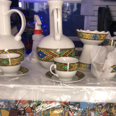 China Eco-friendly traditional ethiopian fine art queen sheba tea set coffee cup set for Jebena for sale