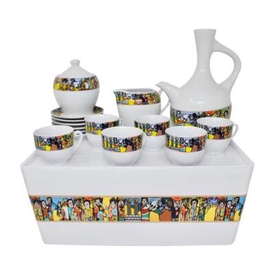 China New contemporary ethiopian eritrean rekebot coffee tray for ceremony with saba design for sale