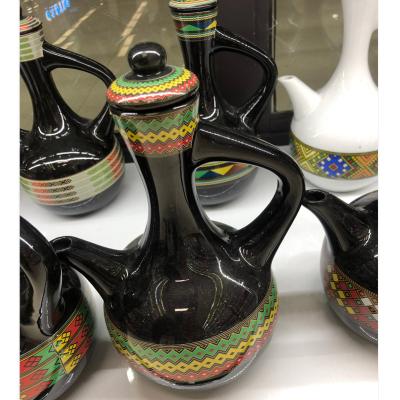 China WITH LID 2021 SY Ethiopian Coffee Pot Sheba Design Eritrean Habesha Jebena Pot Ceramic Buna Queen for sale