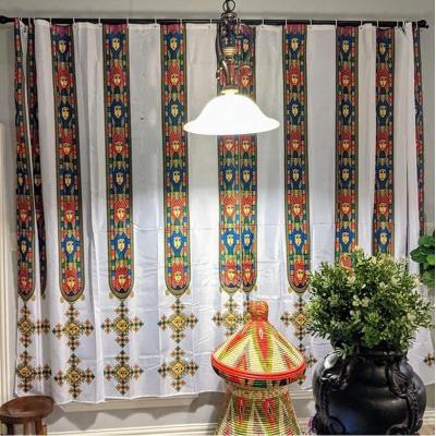 China Sustainable Ethiopian Traditional Design Saba And Telet Shower Curtain For Bathroom for sale