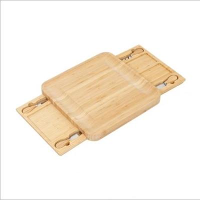 China Large Sustainable Bamboo Cheese Board Set Chop Board With 2 Drawers And 4 Knives for sale