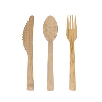 China restaurant & Home Wholesale Biodegradable Disposable Spoon Fork Knife Cutlery Bamboo Wooden Set for sale