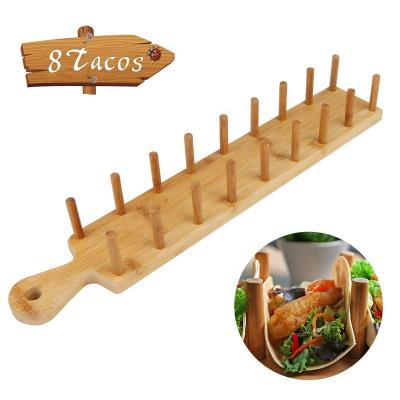 China New Arrived Viable Bamboo Taco Rack Food Taco Rack Bamboo Taco Holder Dish Tray 8 For Kitchen for sale