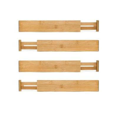 China Expanding Wooden Bamboo Organizer Drawer Divider Modern Kitchen Set with Adjustable Spring for sale