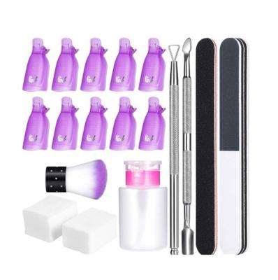 China For Popular Nail Art Home Salon DIY 17 Piece Cuticle Pusher Scraper Nail Brush Gel Nail Polish Remover Kit For Nail Art for sale