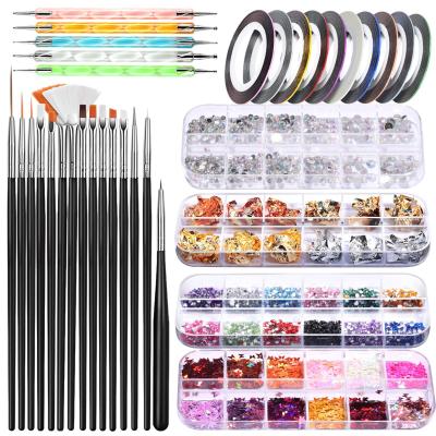 China Nail Beauty Products Brush Diy Gold Foil Trim Nail Tool Kit 12 Grid Nail Drill Ornaments Color Foil For Nail Dec for sale