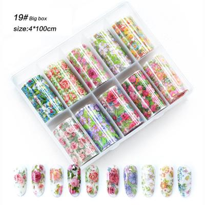 China Nail Foil Decals 10 Sheets Nail Foil Transfer Stickers Foil Transfers Nail Decals Art Stickers For DIY Nail Art for sale