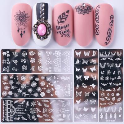 China Easy Apply Bview Art Professional Nail Art Plates Kits Vintage Flower Printing Plates Nail Stamping Template Transfer Tool For Nail DIY for sale