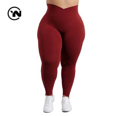 China Breathable Women's High Waisted Workout Yoga Fitness Plus Size Pants Gaiters 5xl With Pocket For Women for sale