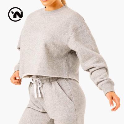 China High Quality Breathable Women Sweater Winter Plain Crop Knit Fashionable Cotton Sweaters Oversized Pullovers Plus Hoodies Women Tops for sale