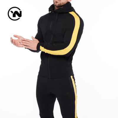 China Breathable Custom Gym Activewear Set Supplier 2022 Men Fitness Pockets Full Face Zipper Black Hoodie Super Sweatsuit Jacket for sale