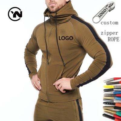 China French Logo Terry Zip Up Hoodie Custom Mens Gym Tracksuit Breathable Slim Fit Heavy Cotton Jacket High Quality Cotton for sale