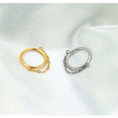 China ASTM F136 FASHIONABLE Titanium Earrings Hinged Segment Clicker Septum Ring With Chain Nose Rings Cartilage Studs Helix Lobe Piercing Jewelry for sale