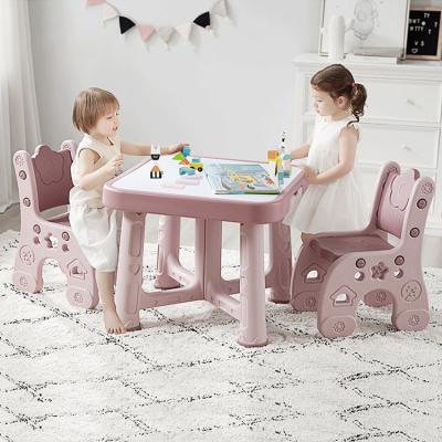 China Modern Kids Study Table And Chairs Study Pink Table Art Desk For Kids for sale